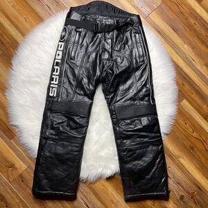 Polaris Pure Black Leather Insulated Snowmobile Pants